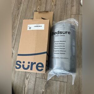 Bedsure Gray Sherpa Blanket - Cozy Twin Throw